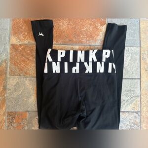 Victoria’s Secret PINK Black Yoga Leggings LOVE PINK Logo Women's Size S